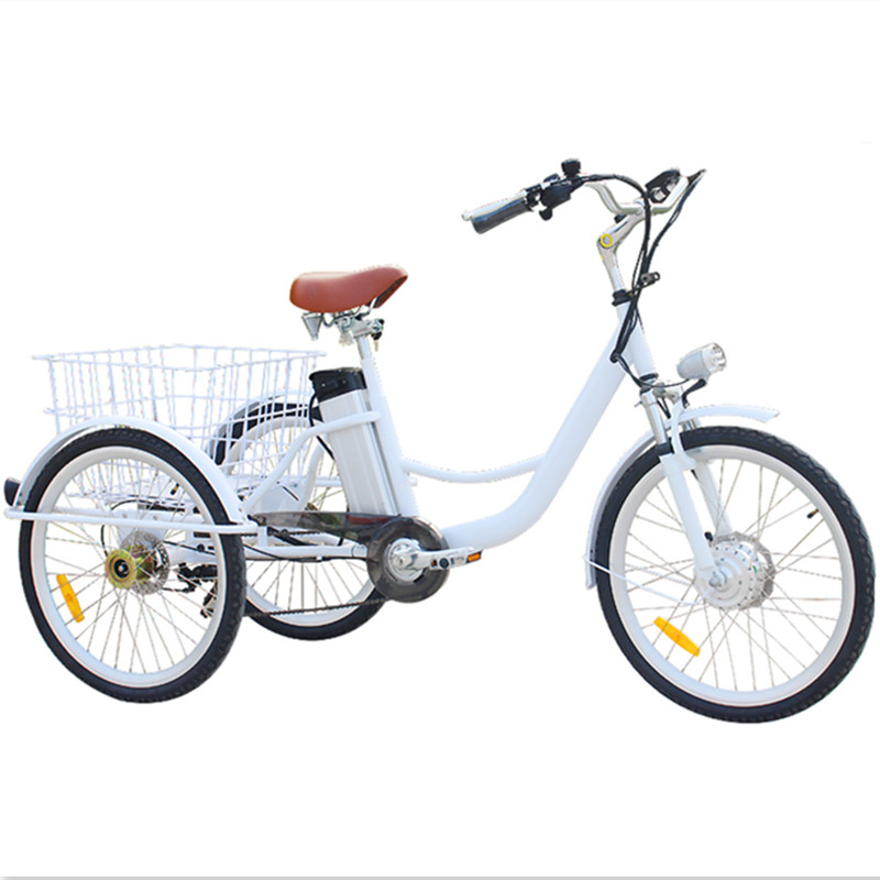7 Gear Speeds Electric Cargo Bike 24" Aluminum Rims Adult Tricycle With A Big Basket Behind Drop Shipping Wholesale