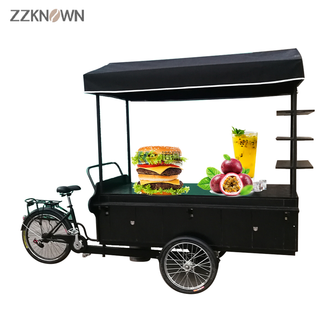 Extended Breakfast Cart Mobile Business Fast Food Three-wheeled Bike Electric Food Bike with Wooden Box Tricycle for Street Mobile Business