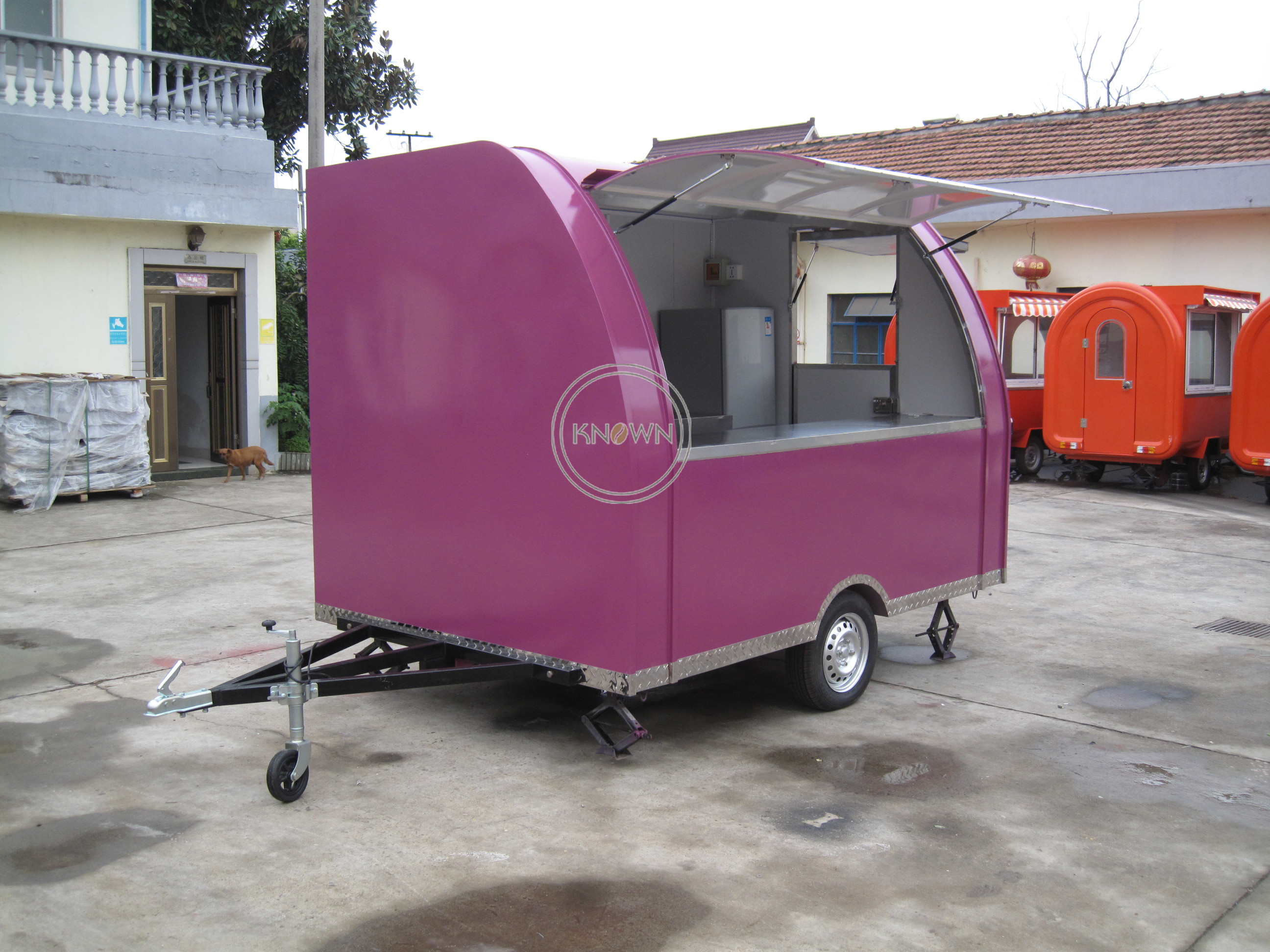 KN-290B 2.9m Length Red Mobile Fast Food Trailer Ice Cream Vending Street Mobile Cart Price 