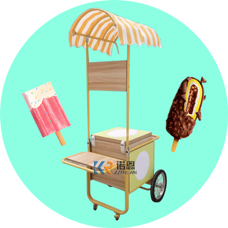 Factory Price Italian Ice Cream Cart Ice Cream Vending Cart Gelato Display Freezer Hand Push Cart