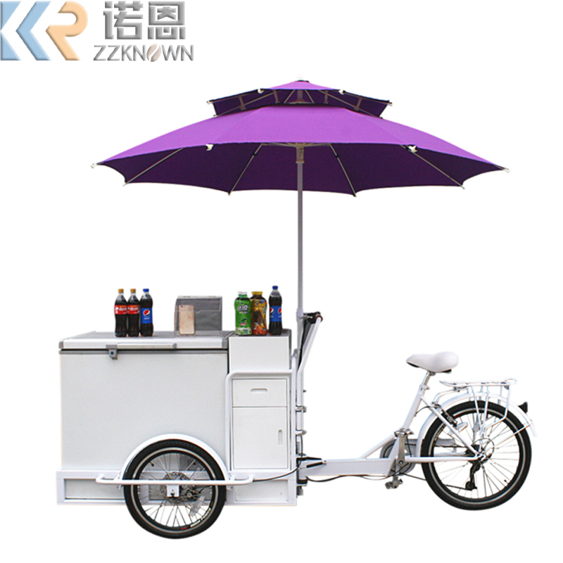 Electric Ice Cream Tricycle Cart Bike for Sale Cabin Cargo Tricycle with Freezer for Food Delivery 