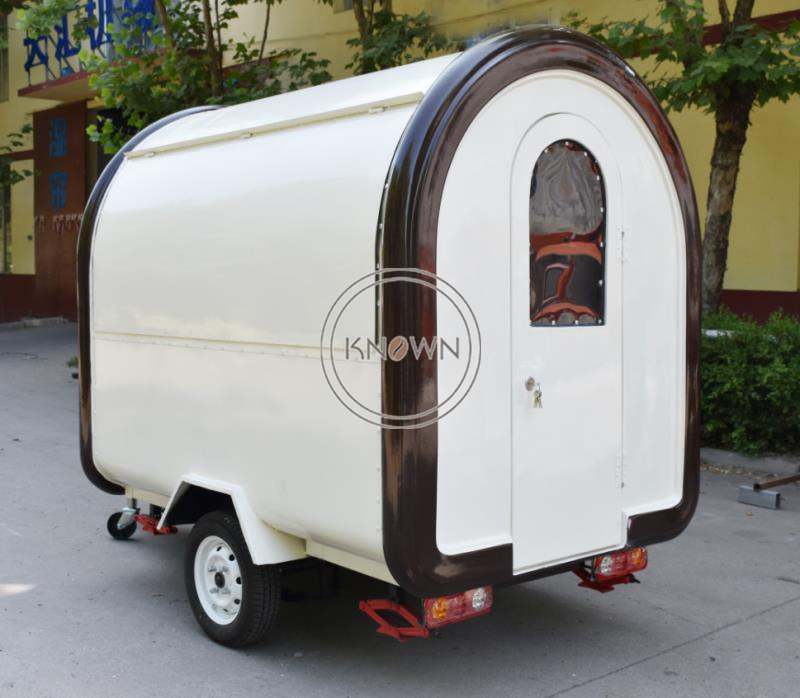 White + Brown Color 220*160*210 Street Vending Food Cart Mobile Food Trucks for Sale