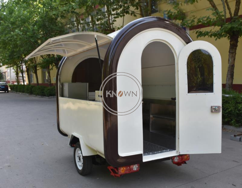 White + Brown Color 220*160*210 Street Vending Food Cart Mobile Food Trucks for Sale