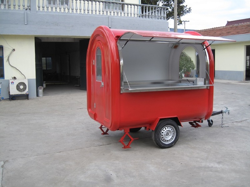 KN-220B Red Color Mobile Trailer Truck Ice Cream Snack Food Cart with Free Shipping by Sea