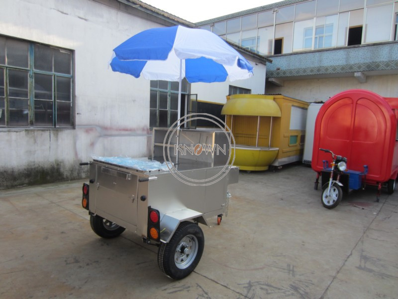 120A New Style Stainless Steel Mobile Electric Snack Vending Cart for Sale 