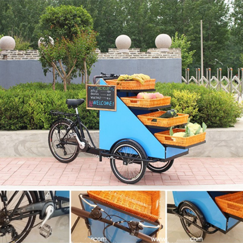 3 Wheel Adult Tricycle Pedal And Electric Cargo Bike Vending Food Cart for Sale Vegetables Fruits on The Street Wholesale