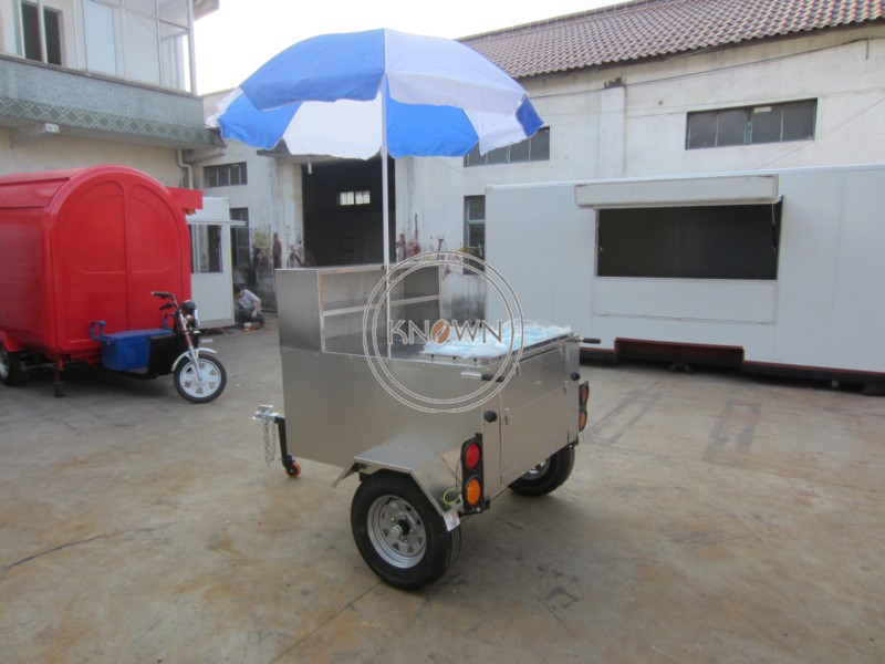 120A New Style Stainless Steel Mobile Electric Snack Vending Cart for Sale 